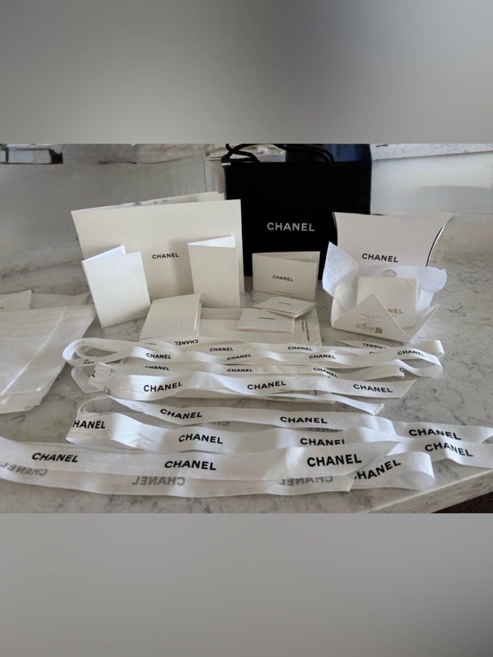 Chanel Ribbon & Packaging Set in White & Black